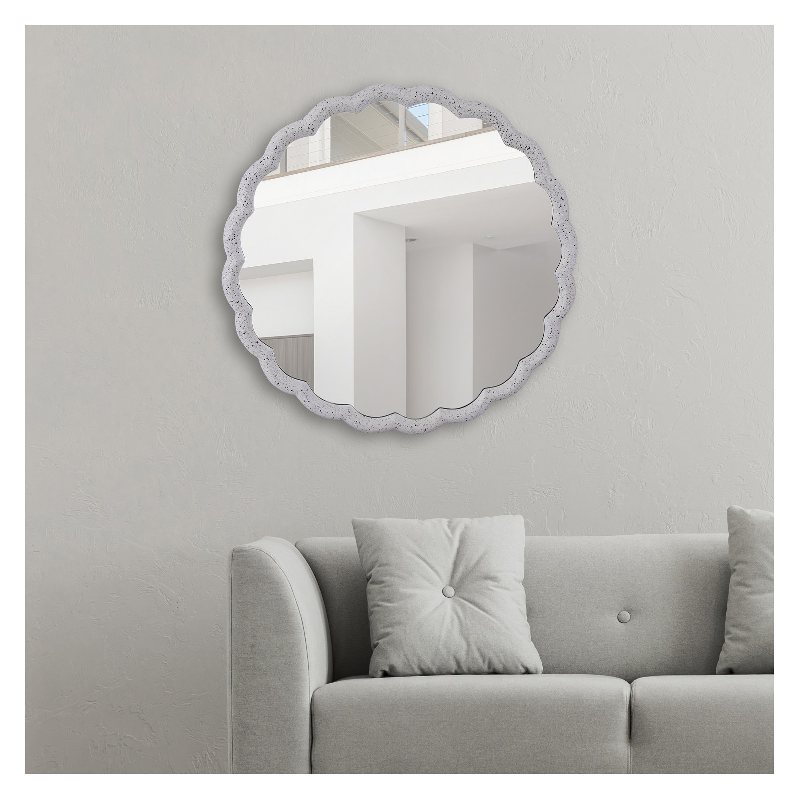 Aluminum Wave Mirror Medium, 32" x 32", White