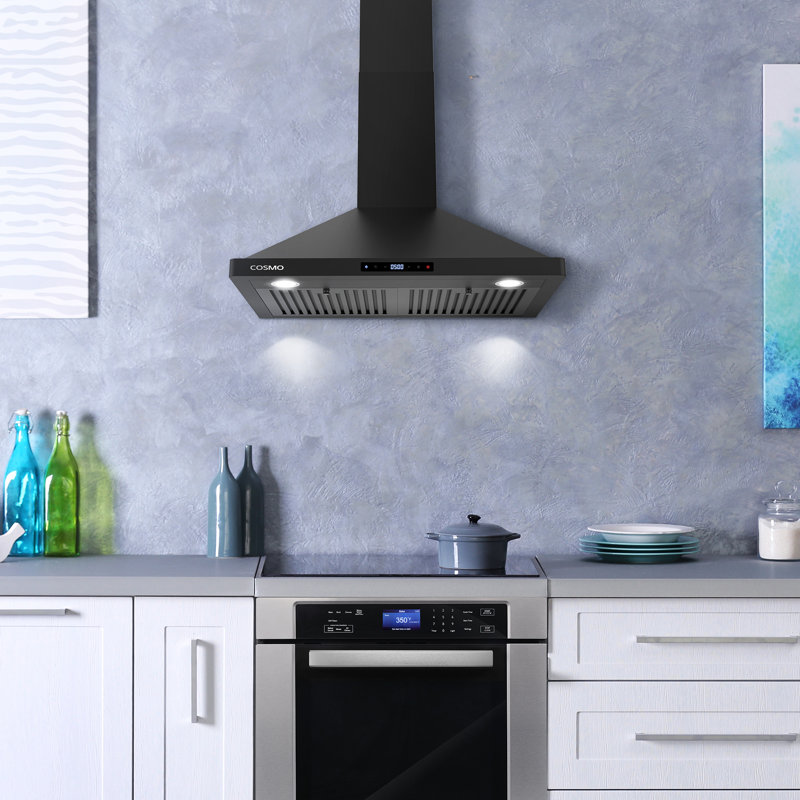 Cosmo 30 in. Vista Collection Ducted Wall Mount Range Hood, Touch Controls, LED Lights, Permanent Filters, Matte Black