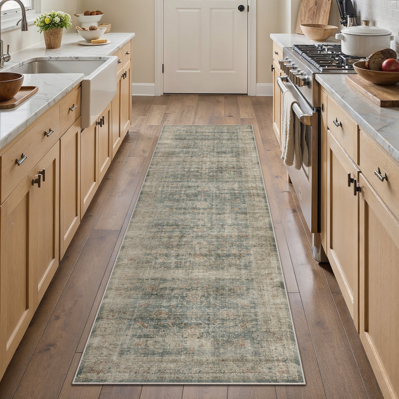 Tapis lavable rétro avec envers antidérapant Elias, Tapis de couloir 2 pi x 8 pi