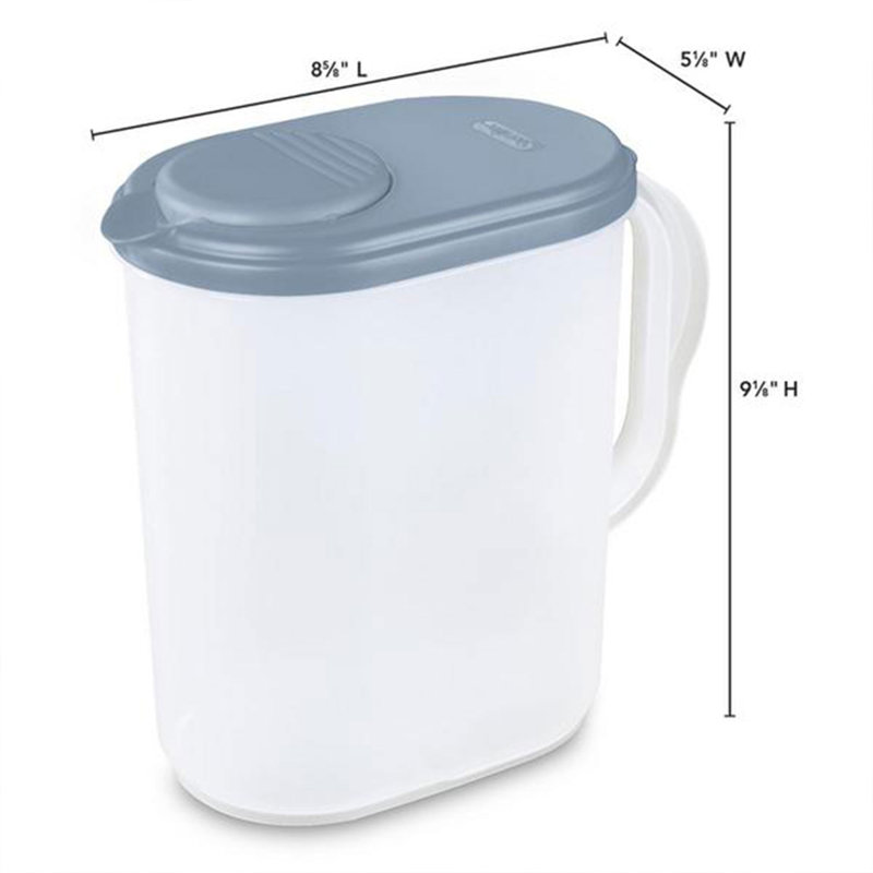Sterilite Plastic Lidded Pitcher with Clear Base and Handle 5 Piece Pitcher Set