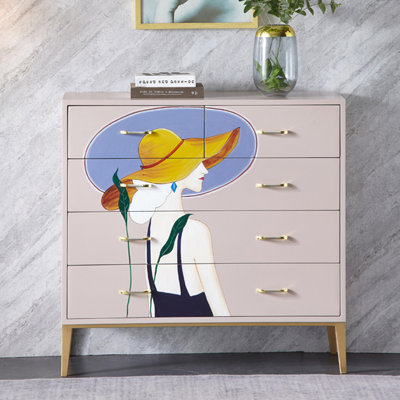 Light luxury solid wood painted decorative locker