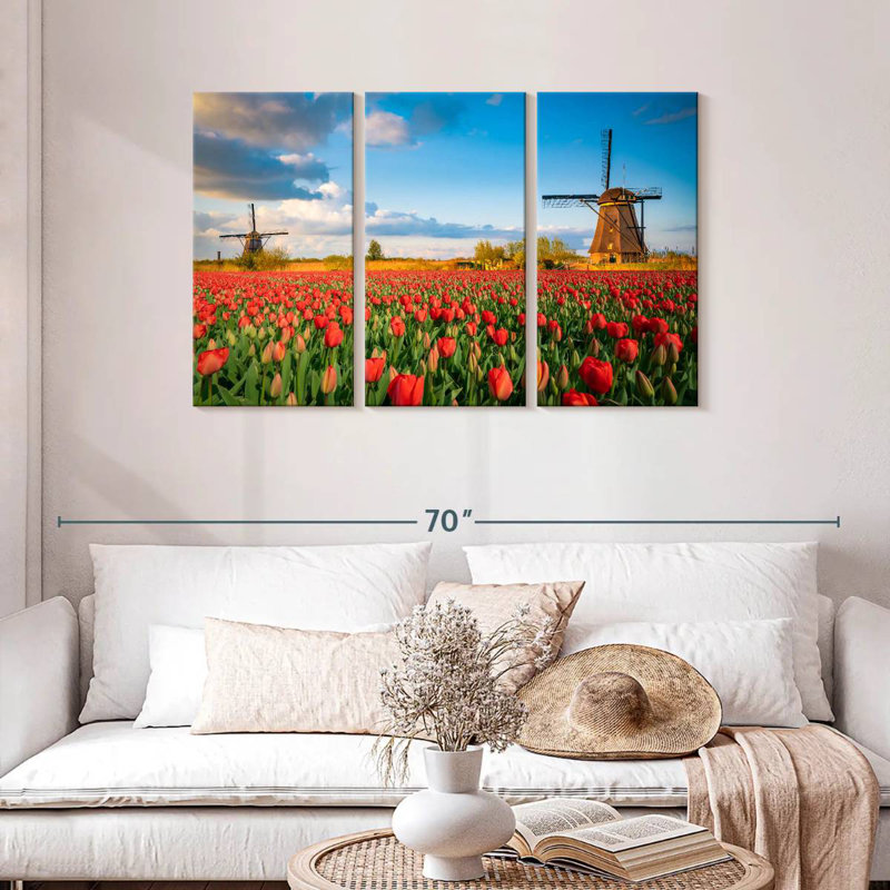 Two Dutch Windmills, 28" H x 45" W