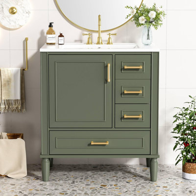 30"Freestanding Bathroom Vanity with Ceramic Sink