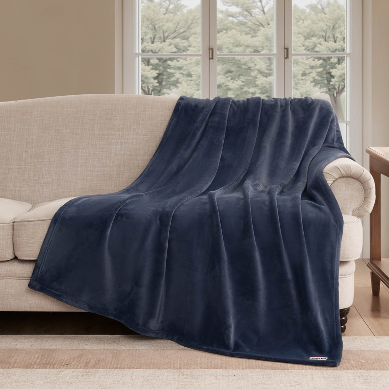 Hunter Coco Flannel Throw Blanket, Mood Blue Indigo