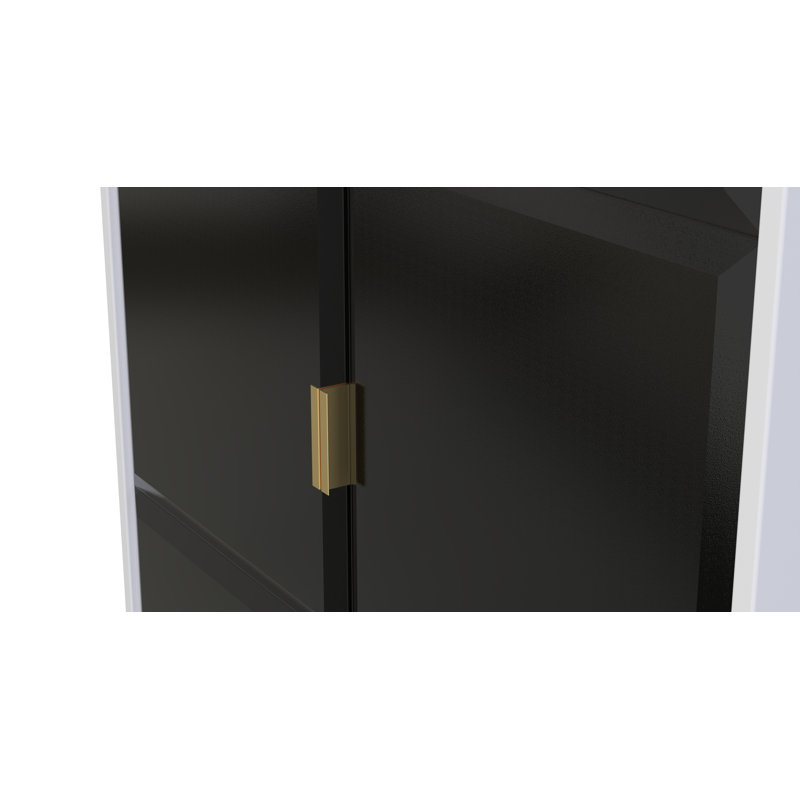 Fully Assembled 3 Door Wardrobe, 197cm H x 74cm W x 53cm D, Black/White