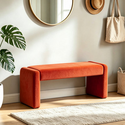 Velvet Entryway Bench End Of Bed Bench Upholstered Modern Window Bench Comfy Ottoman For Dining Room/Bedroom/Living Room/Hallway/Indoor