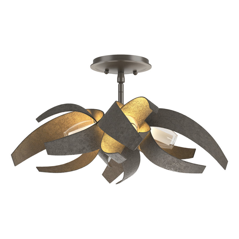 Plafonnier semi-encastré 4 lumières Corona, Fumée foncée