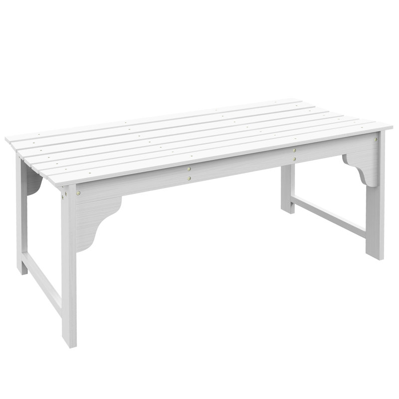 Banc en bois à lattes blanches pour vérandas d'extérieur, sièges en acier thermolaqué pour terrasse, jusqu'à 264 lb Capacité de charge