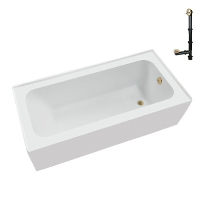Streamline 66 in. x 32 in. Acrylic Right-Hand Drain Alcove Bathtub in Glossy White With External Drain
