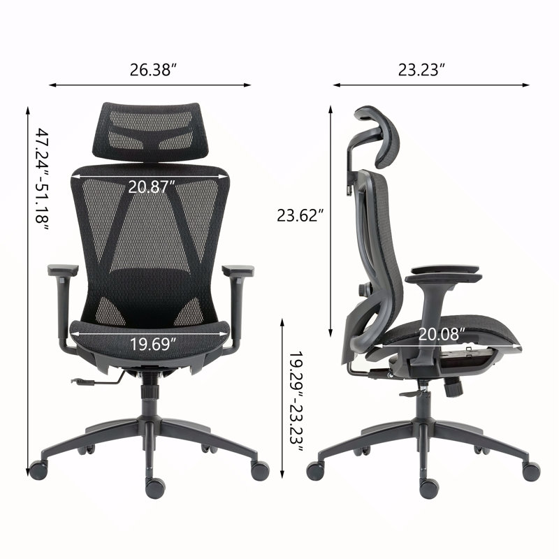 Chaise de bureau en filet à haut dossier