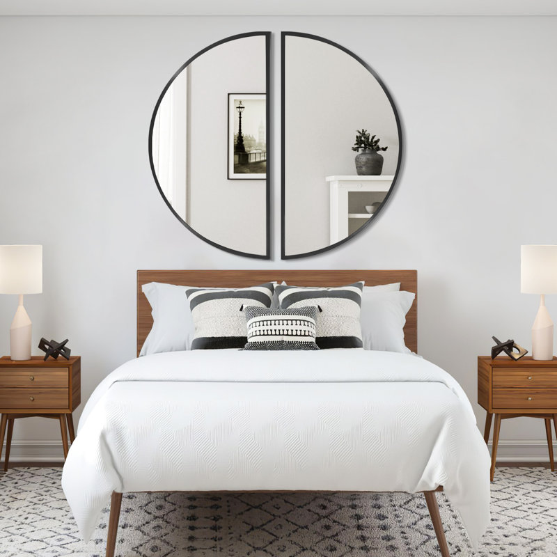 Metal Wall Mirror(set Of 2), Black, 20" x 40"
