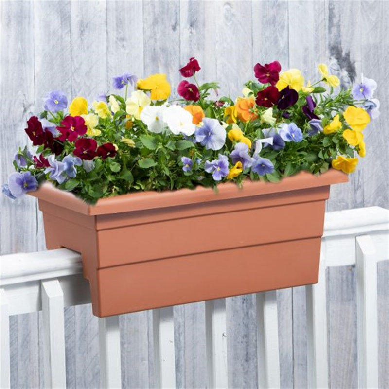 Kaysville Plastic Rectangular Railing Planter, Terra Cotta