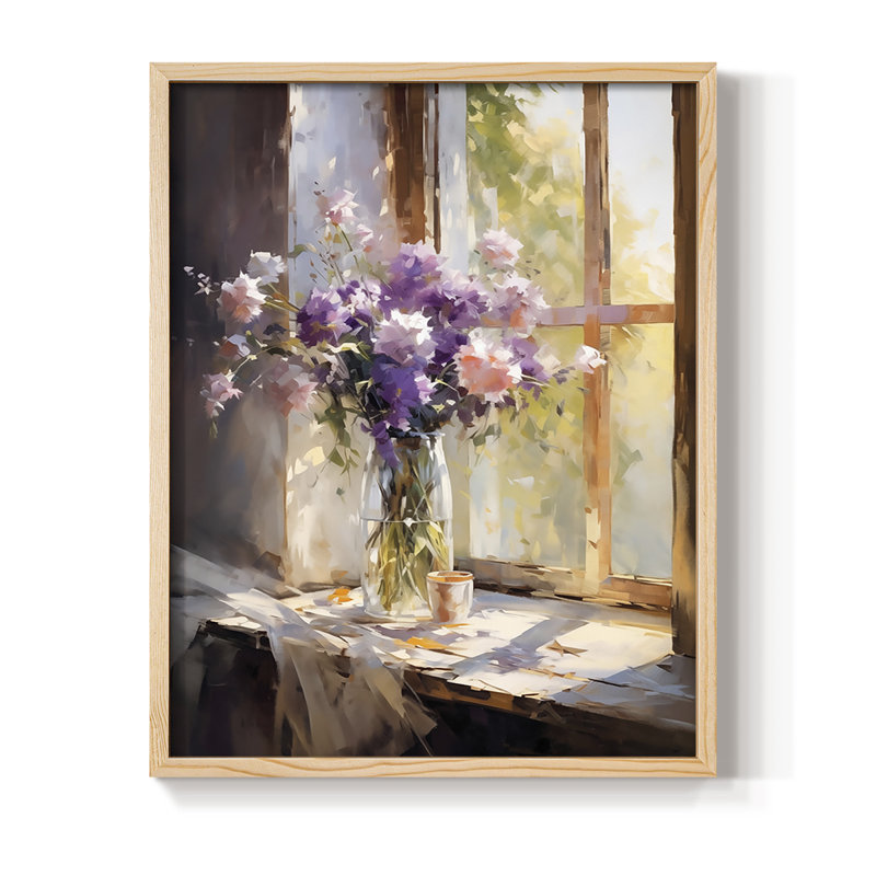 Reproduction encadrée FLORAL Series DCCXC III - bois massif, Naturel, H 15 po x l 12 po