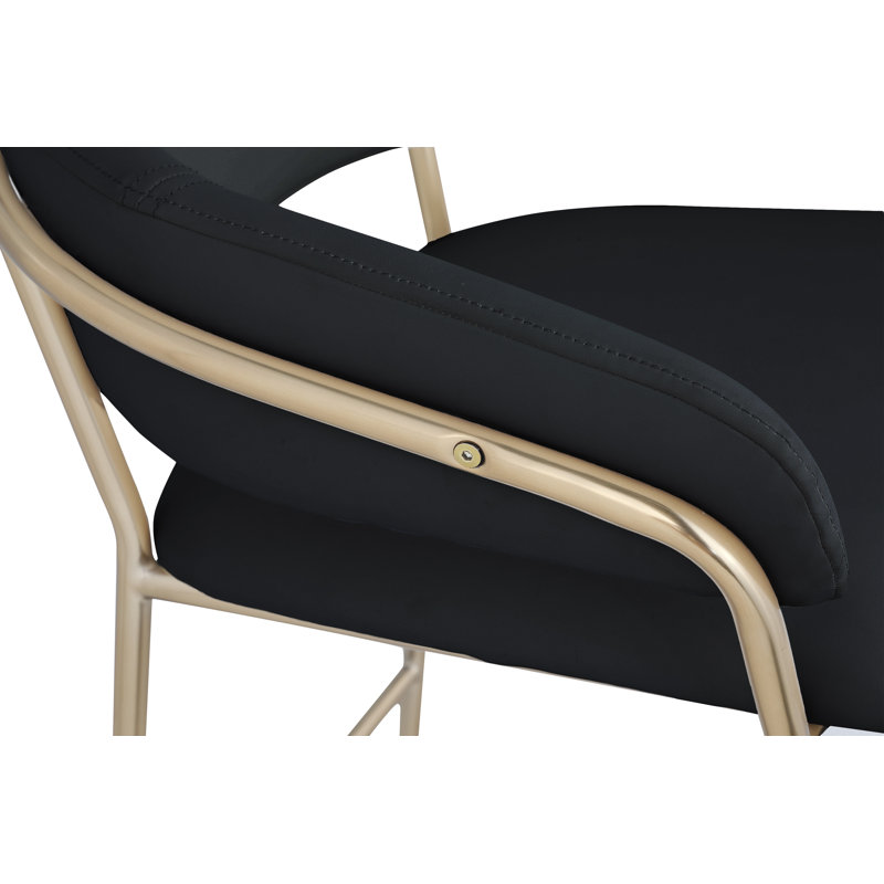 Tabouret de comptoir en velours beige Yara, Velours noir