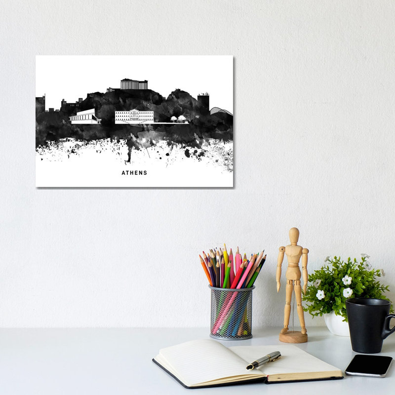 Athens Skyline 1 Piece Wrapped Canvas Painting, 20.32 cm H x 30.48 cm W