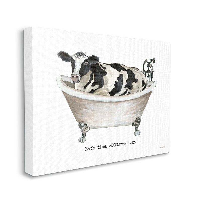 Moo-Ve Over Bath Time Cow Rustic Farmhouse Bathroom Canvas