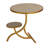 Pazong Round End Table with Shelf, Gold with Faux Leather Top