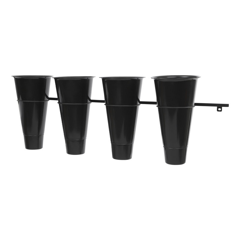 Présentoir à fleurs avec seaux 4 pièces, Noir