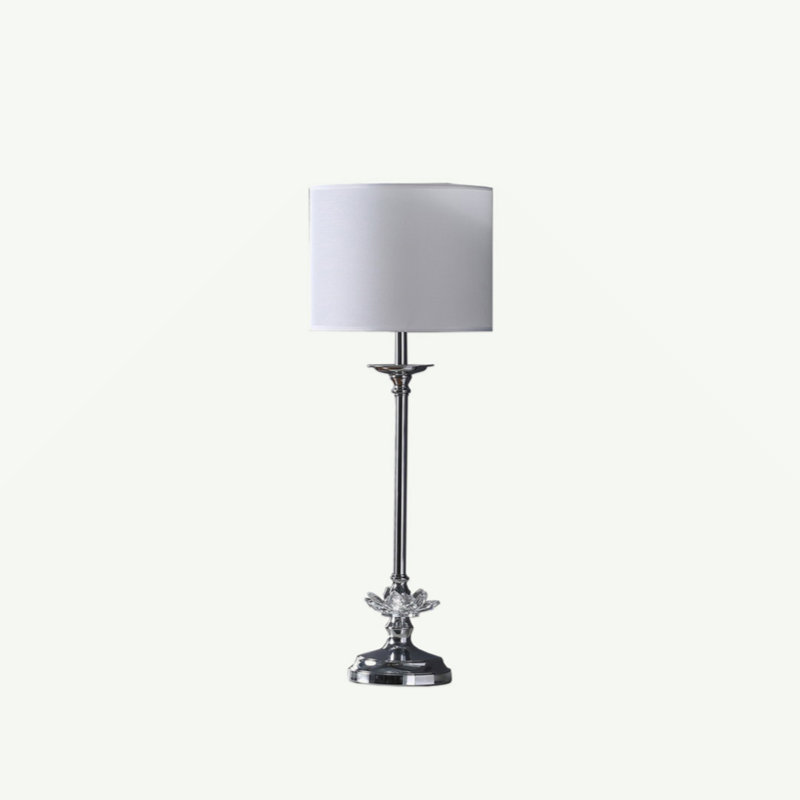Lampe de table en métal chromé à motif floral 25,5 po