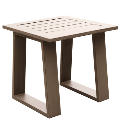 Table de bout en aluminium à grain de bois avec abat-jour, profondeur de 23 po x largeur de 22 po, motif de style classique, l 22,57 po de profondeur, H 21,57 po, option de teinte