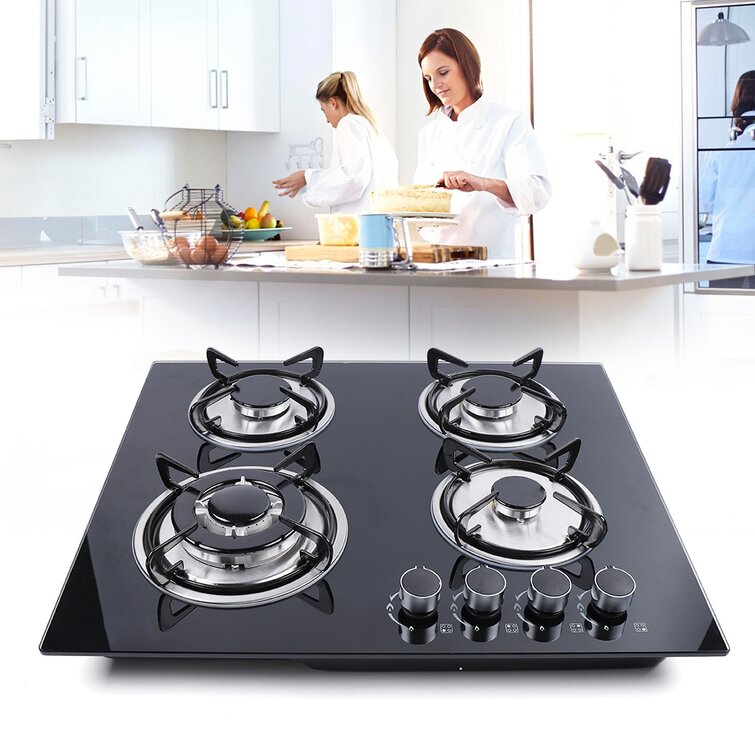 Stainless Steel 4-Burners Gas Stove Silver Built in Gas Cook-top NG/LPG  Cooktop