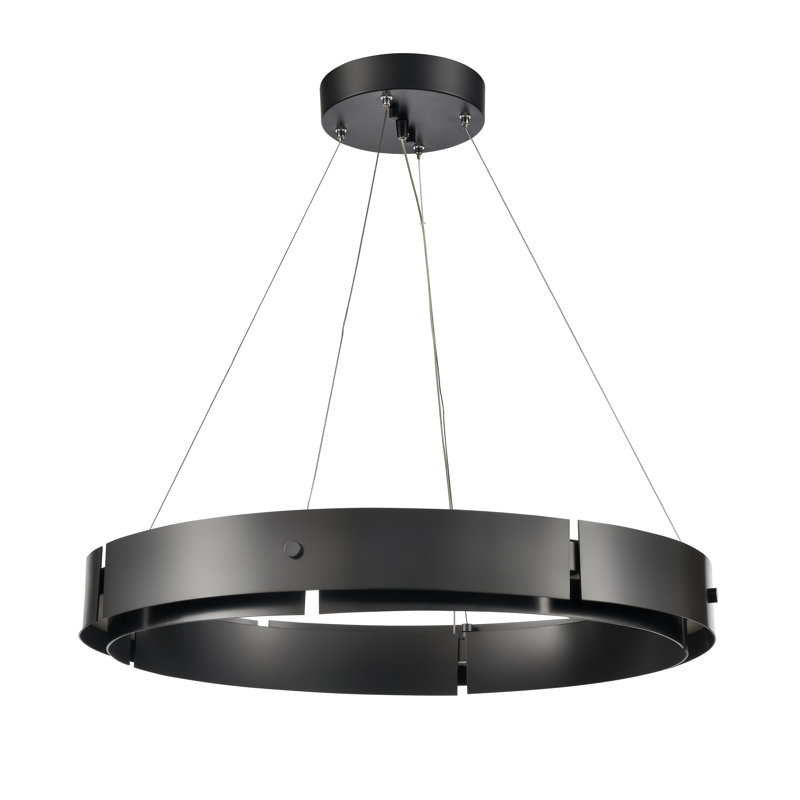 Luminaire suspendu DEL intégré de 26 po de largeur Fogelberg - noir mat