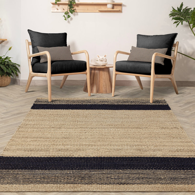 Desaree Hand Woven Flatweave Beige/Black Area Rug, Rectangle 120 x 170cm
