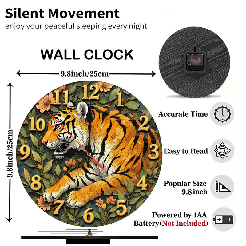 Elegant Tiger Clock