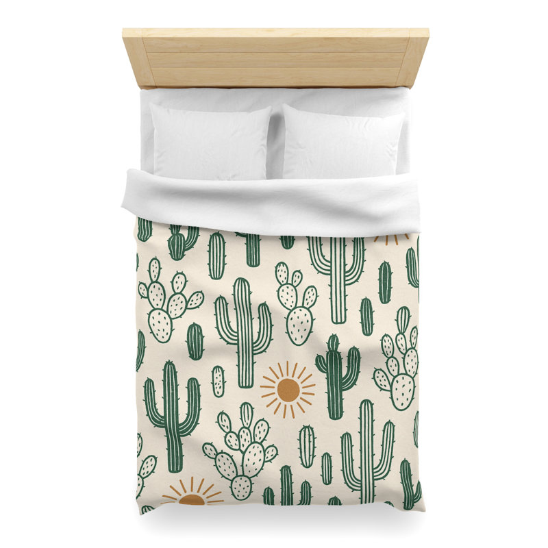 Microfiber Duvet Cover Boho Style, Design 17, Twin XL Duvet Cover, Green/Yellow/White