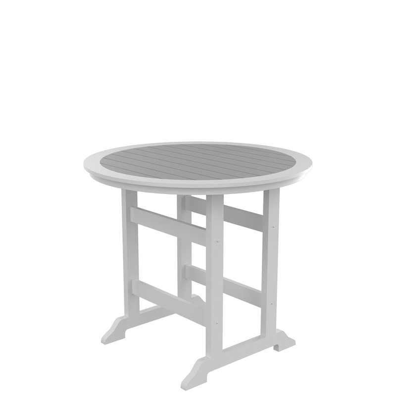 Table de bar en PEHD, table de salle à manger, ensemble de bar de patio, table à hauteur de comptoir pour l'extérieur blanc et gris