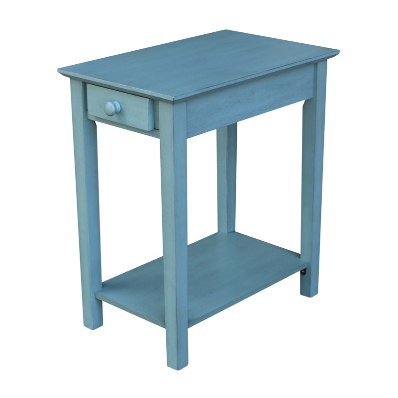 Sunbury Solid Wood End Table with Storage, Ocean Blue - Antique Rubbed