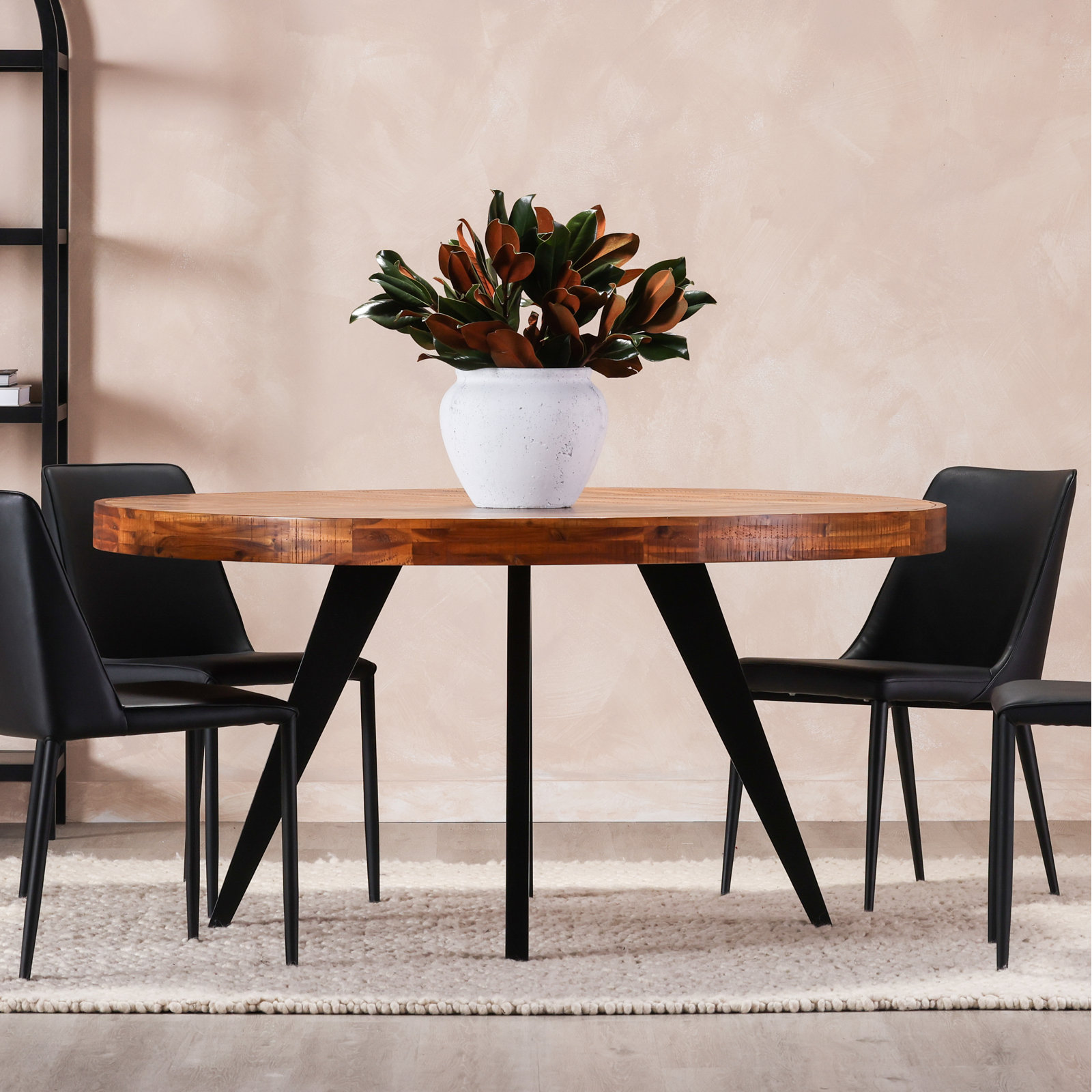Carlo Round Dining Table, Brown, 30" H x 60" W x 60" D