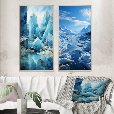 " Teal Glacier Crystalline Wonderland " 2 - Pieces