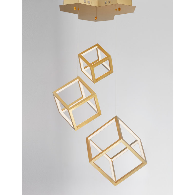 3 - Light LED Cluster Pendant, Gold