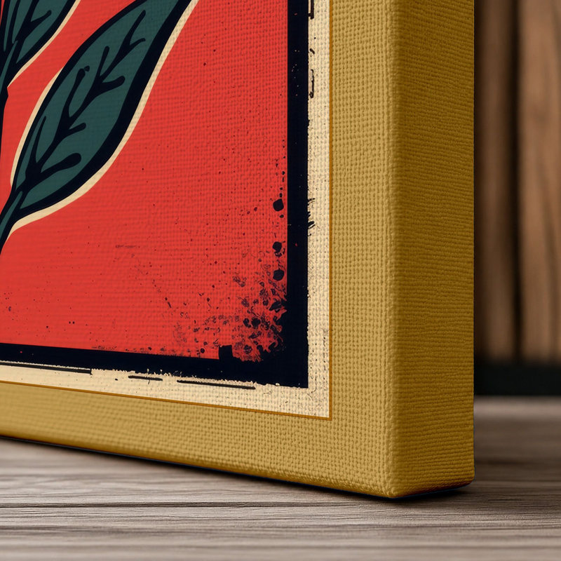 Blooming Daisy Botanical - Wrapped Canvas, 36x24 - 91.4 x 61.0 cm, Ochre Border