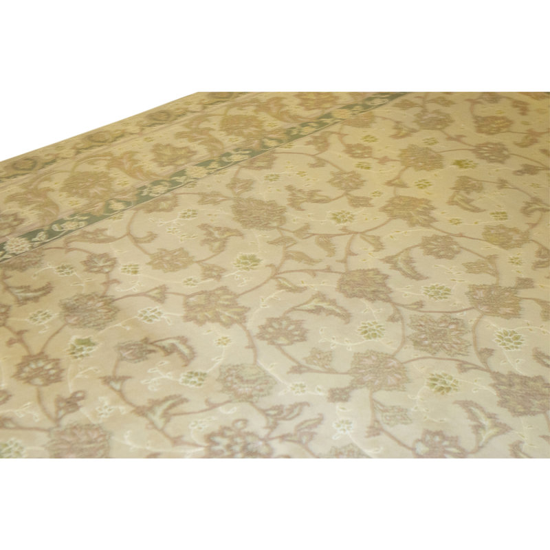 Hand Knotted Wool Area Rug in Gold