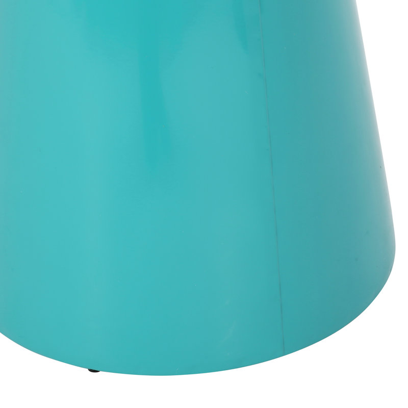 Large Outdoor Metal Table, Modern Style With Central Pedestal, Powder-Coated Iron, Teal Color, No Assembly Needed, 15.00W X 15.00D 20.75H Accent Table - Large, Minimalist Stable Iron Frame, Assembly,