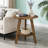 23.7" Solid Wood Round End Table, Farmhouse Sofa Side Table with Storage Shelf
