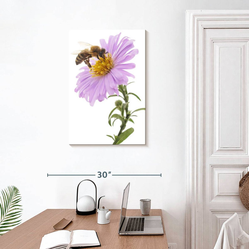 Brampt abeille sur une fleur, H 30 po x l 20 po