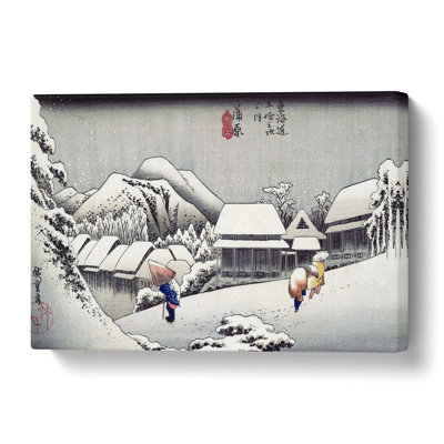 Evening Snow At Kanbara - Wrapped Canvas Painting