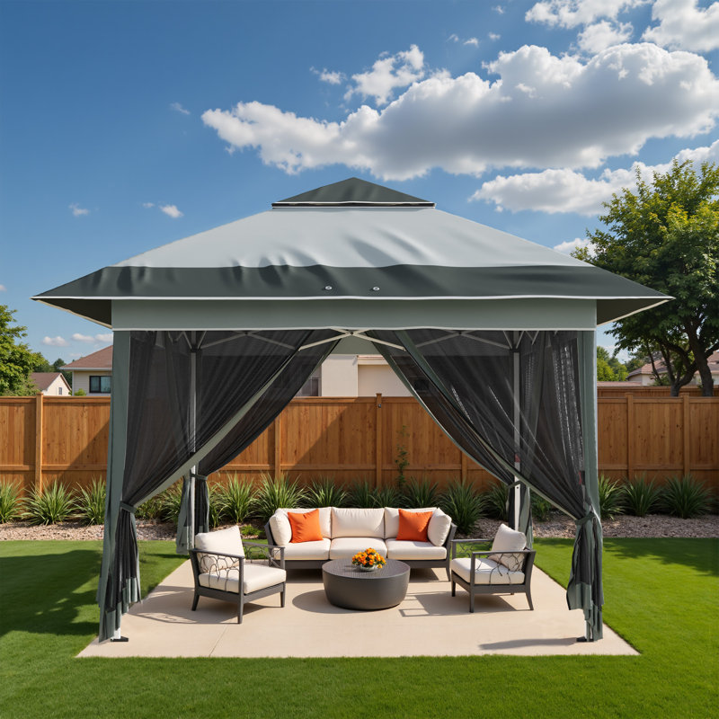 Abri pour abri de jardin Pop Up, 12 pi x 12 pi, Gris foncé