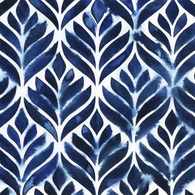 Cobalt Watercolour Tiles IV by Grace Popp - Wrapped Canvas Painting
