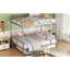 Lit superposé double au-dessus de grand lit double avec lit gigogne en argent - Cadre en fer élégant pour meubles de chambre à coucher-1195653225