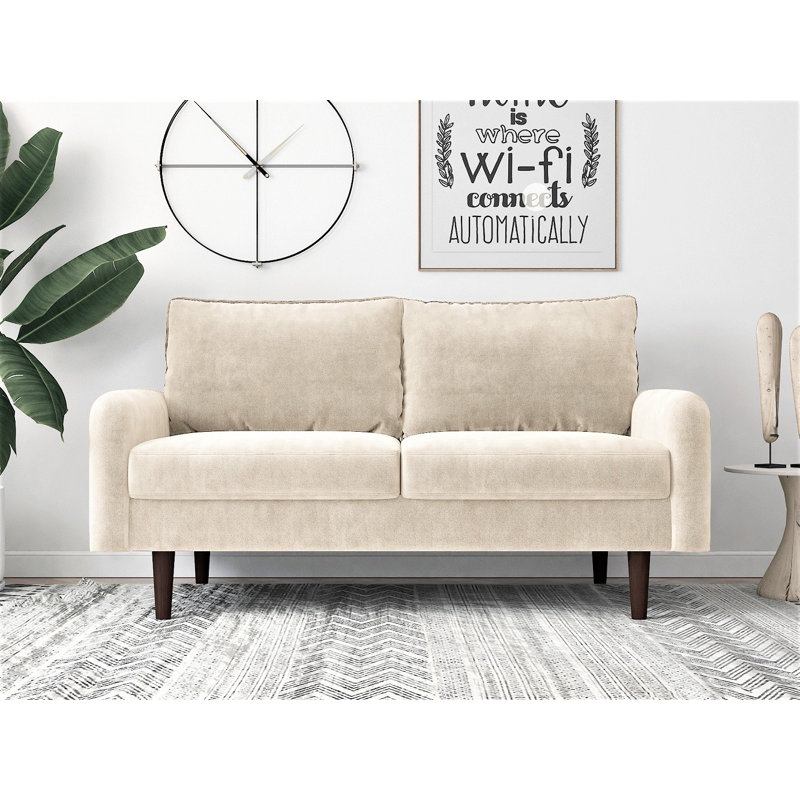 Chrisann 58" Round Arm Sofa Loveseat, Beige