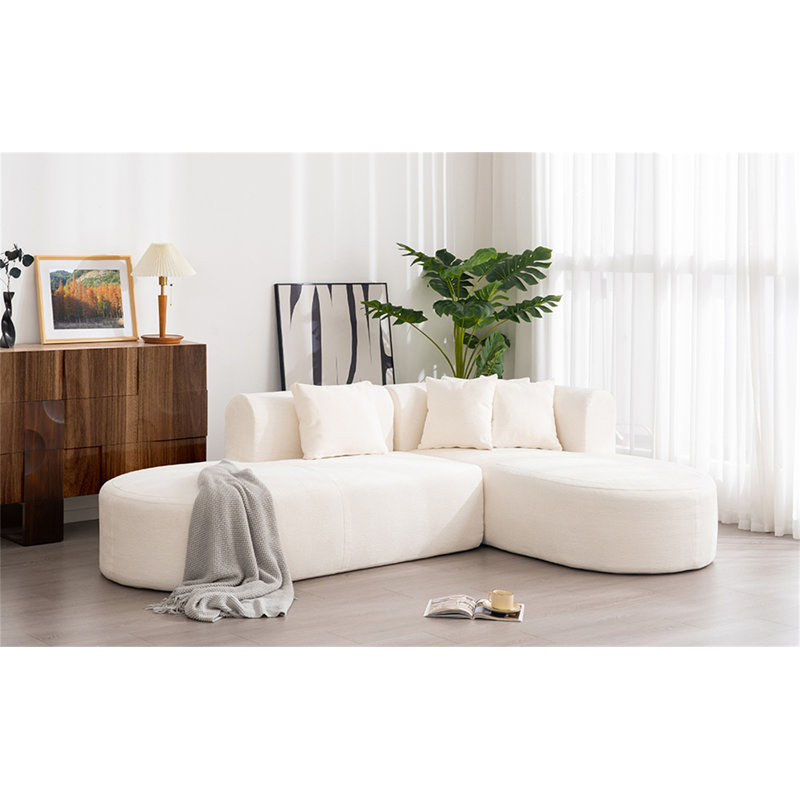 Canapé d'angle élégant pour le salon Mirod, Polyester beige