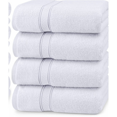 UltraSoft QuickDry Cotton Bath Set - 4 Pack, 27x54 Inches, 100% Ring Spun, 600GSM, Lightweight & Highly Absorbent, Perfect for Daily Use (White)