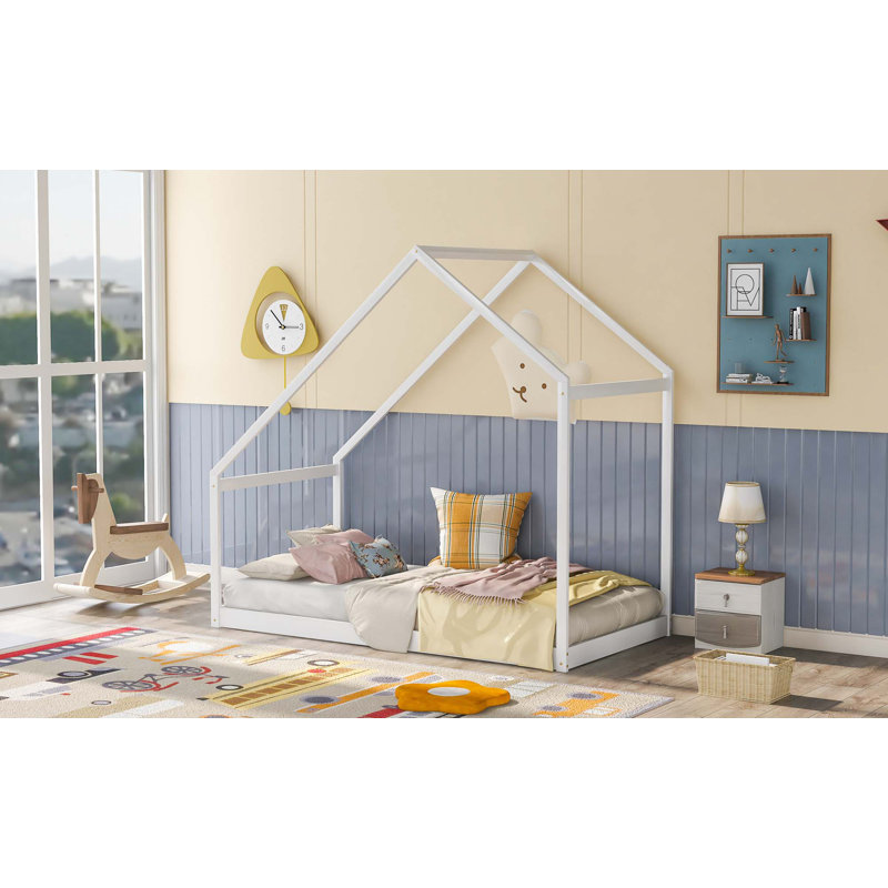Lit en bois sans lattes, Simple, Blanc