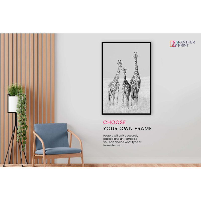 Giraffe Family - No Frame Print, 31cm H x 20cm W x 0.5cm D