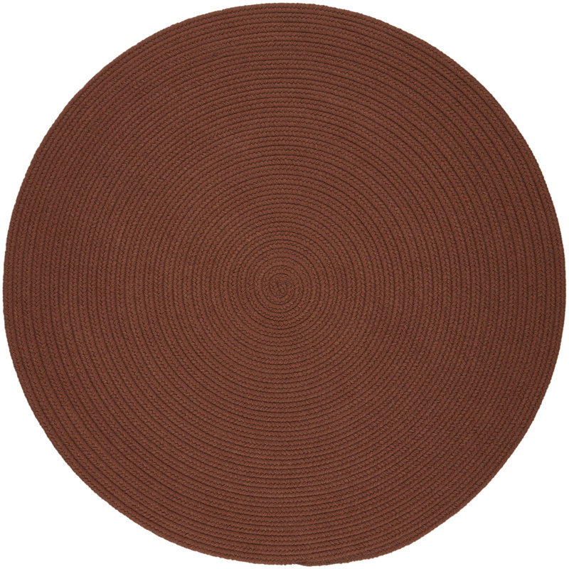 Tapis orange/brun tressé à la main Smyth, Rond 4 pi