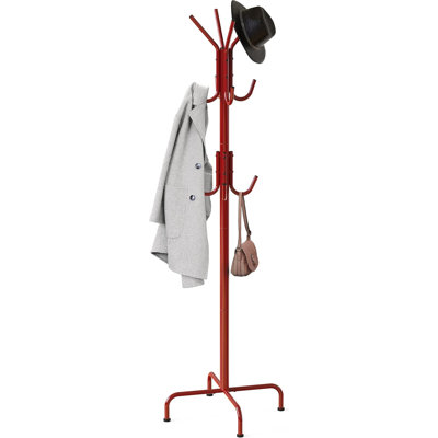 Standing Coat And Hat Hanger Organizer Rack, 12 Hooks Turquoise